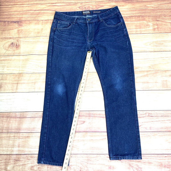 Michael Brandon Slim Straight Jeans Mens 36x30 Dark Wash Casual Work - Picture 4 of 8